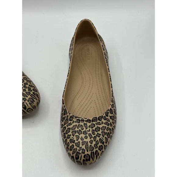 Crocs Kadee Flats Women 9 Cheetah Leopard Animal Print Ballet Flats Comfort Shoe - Picture 3 of 16